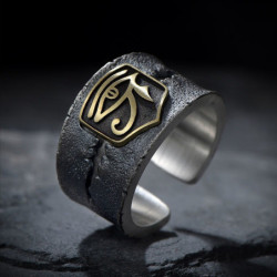 modèle bague ajustable rétro couleur or et argent Oeil d'Horus Oeil oudjat