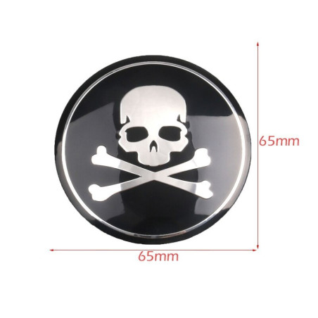 Lot de 4 autocollants tête de mort os croisés 3D pour roue de voiture!