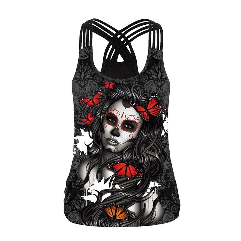 Débardeur tête de mort Santa Muerte Gothique - imprimés au choix !
