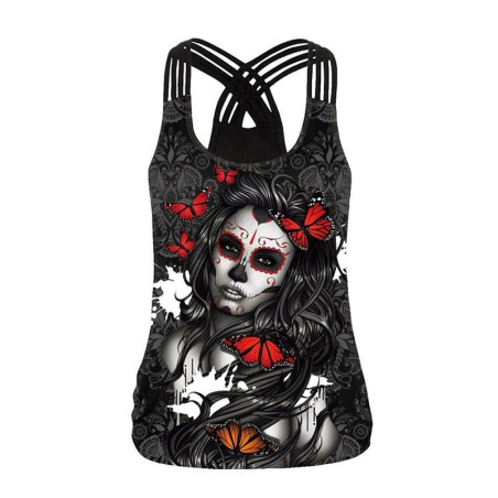 Débardeur tête de mort Santa Muerte Gothique - imprimés au choix !