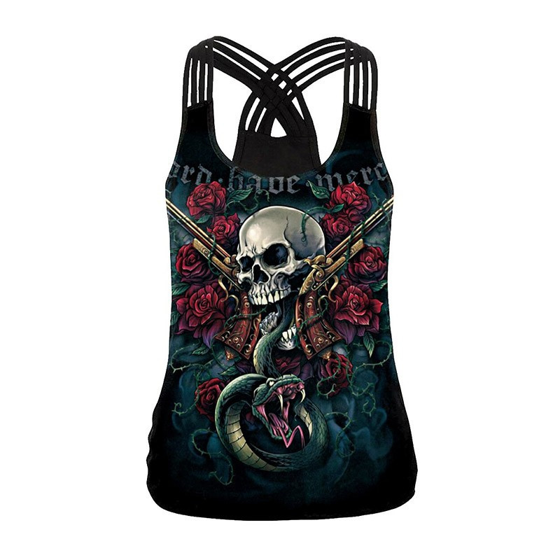 Débardeur tête de mort Santa Muerte Gothique - imprimés au choix !