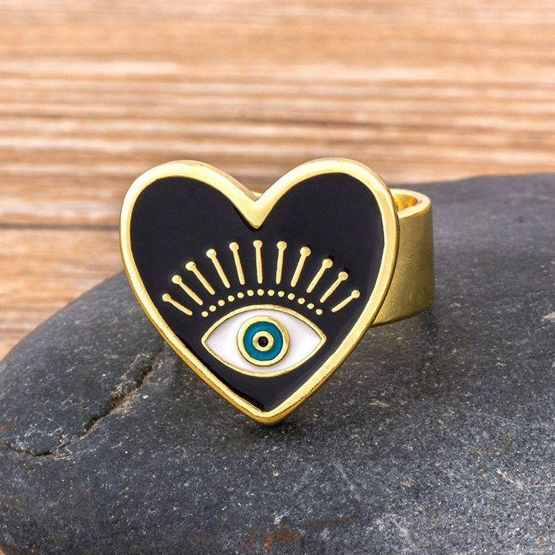 Bague ouverte pour femmes Oeil Oudjat en cuivre vue complète