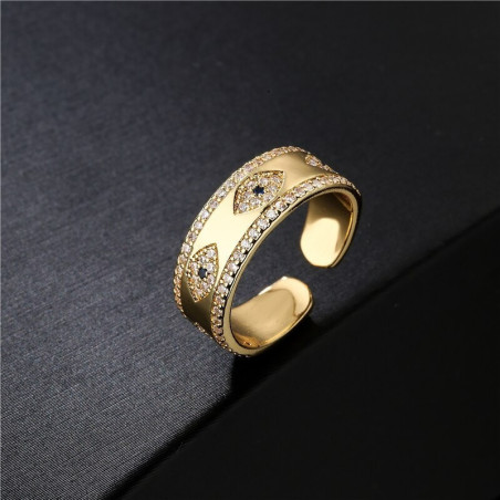 bague ouverte Couleur cuivre et or pour femme Oeil d'Horus vue dessus