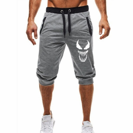 Short de course tête de mort pour homme gris clair