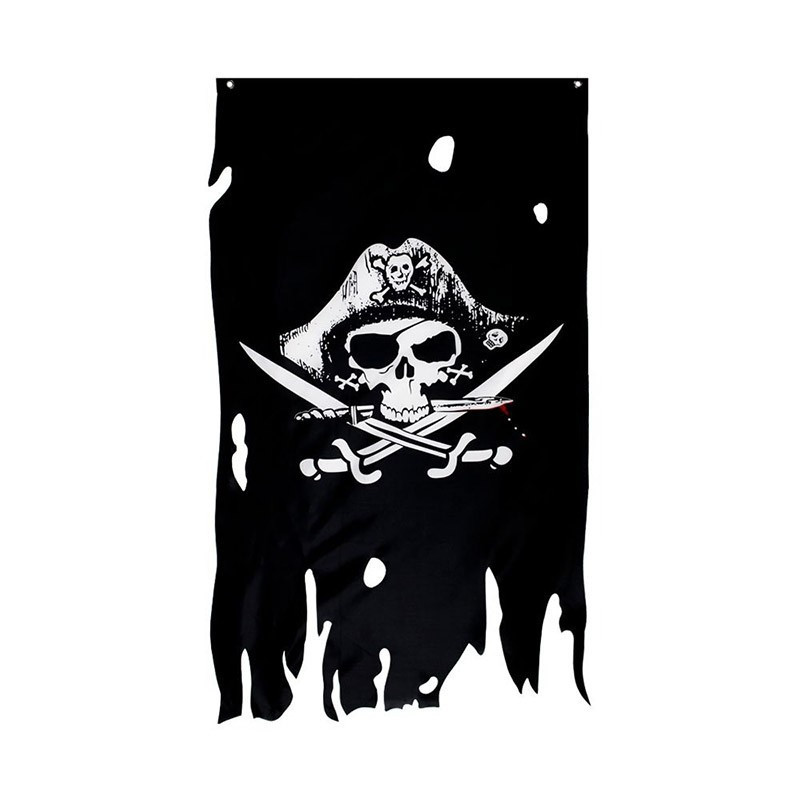 Drapeau de pirate avec sabres croisés chapeau pirate avec effet déchiré