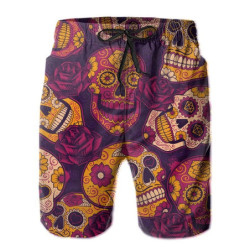 Short de bain  tête de mort Santa Muerte homme - 10modèles au choix !