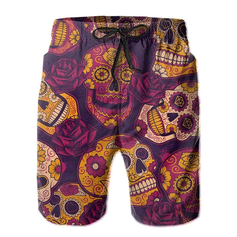 Short de bain  tête de mort Santa Muerte homme - 10modèles au choix !