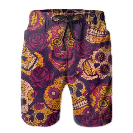 Short de bain  tête de mort Santa Muerte homme - 10modèles au choix !