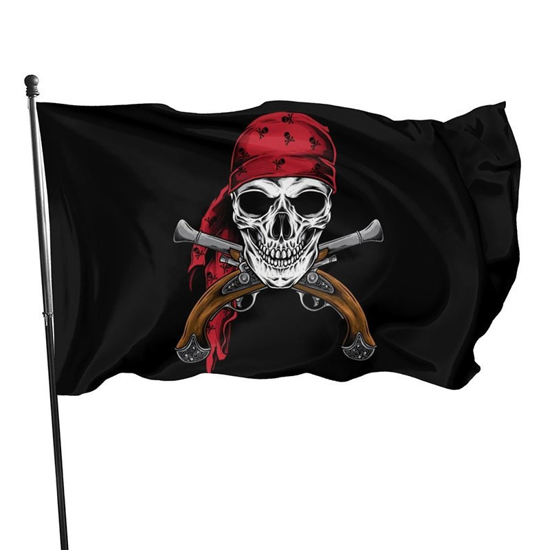 Drapeau de pirate pistolets croisés vieux pirate