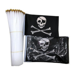 Lot de 10 drapeaux de pirate avec tête de mort et croix