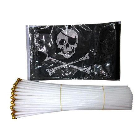 Drapeau De Table Pirate Emanuel Wynne - Petit Drapeau Bureau 14x21 Cm, Tête De Mort Corsaire, Par AZ FLAG