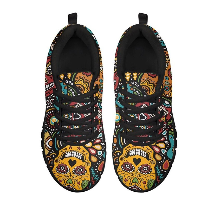 Chaussure tête de mort baskets à lacets Santa Muerte unisexe !