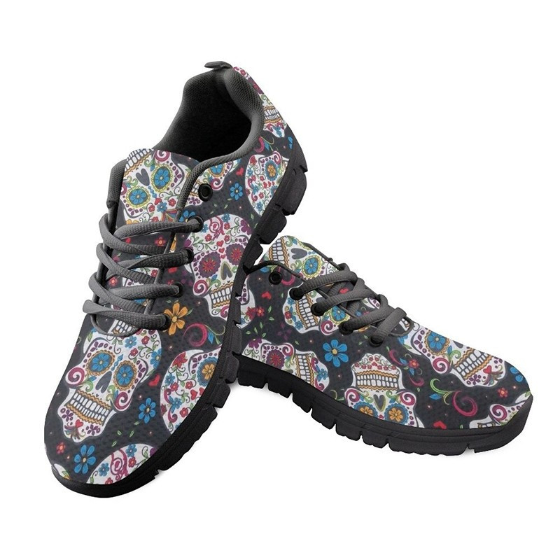 Chaussure tête de mort baskets à lacets Santa Muerte unisexe !