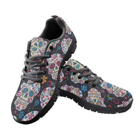 Chaussure tête de mort baskets à lacets Santa Muerte unisexe !