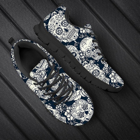 Chaussure tête de mort baskets à lacets Santa Muerte unisexe !