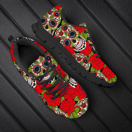 Chaussure tête de mort baskets à lacets Santa Muerte unisexe !