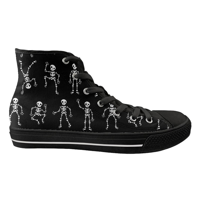 Chaussure tête de mort  baskets montantes en toile à lacets pour hommes