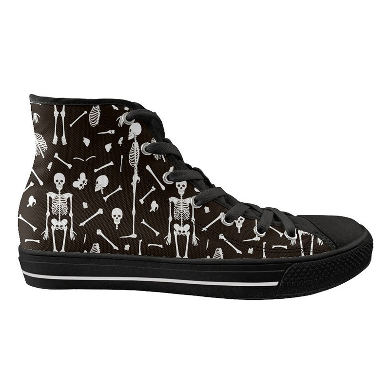 Chaussure tête de mort  baskets montantes en toile à lacets pour hommes