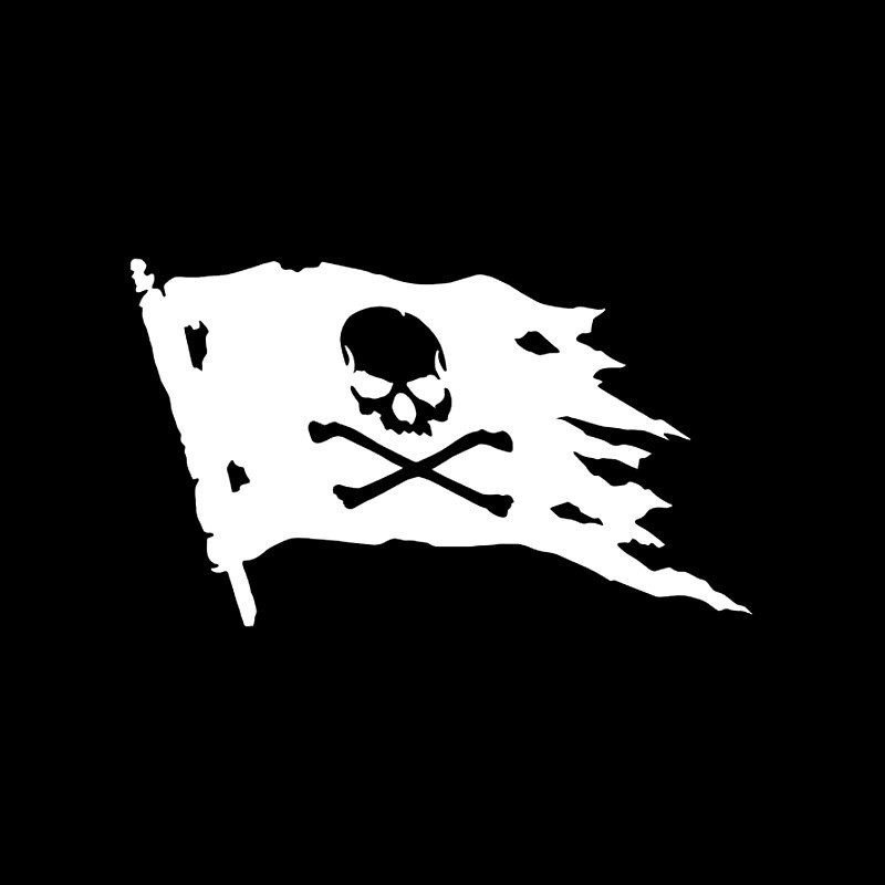 Autocollant Jolly Rogers pour fenêtre de voiture en vinyle - 15.8CM x 9.3CM - couleur blanc