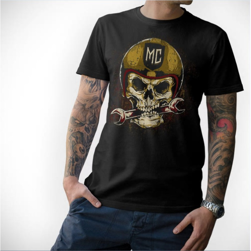 Magnifique T Shirt Tête de Mort Biker