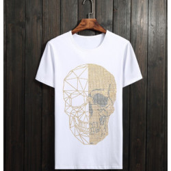 T Shirt Fashion Tete de Mort Strass Homme