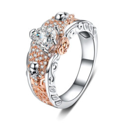 Bague Tete de Mort Strass Rose