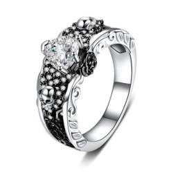 Bague Strass Tête de Mort et Strass pour Femme