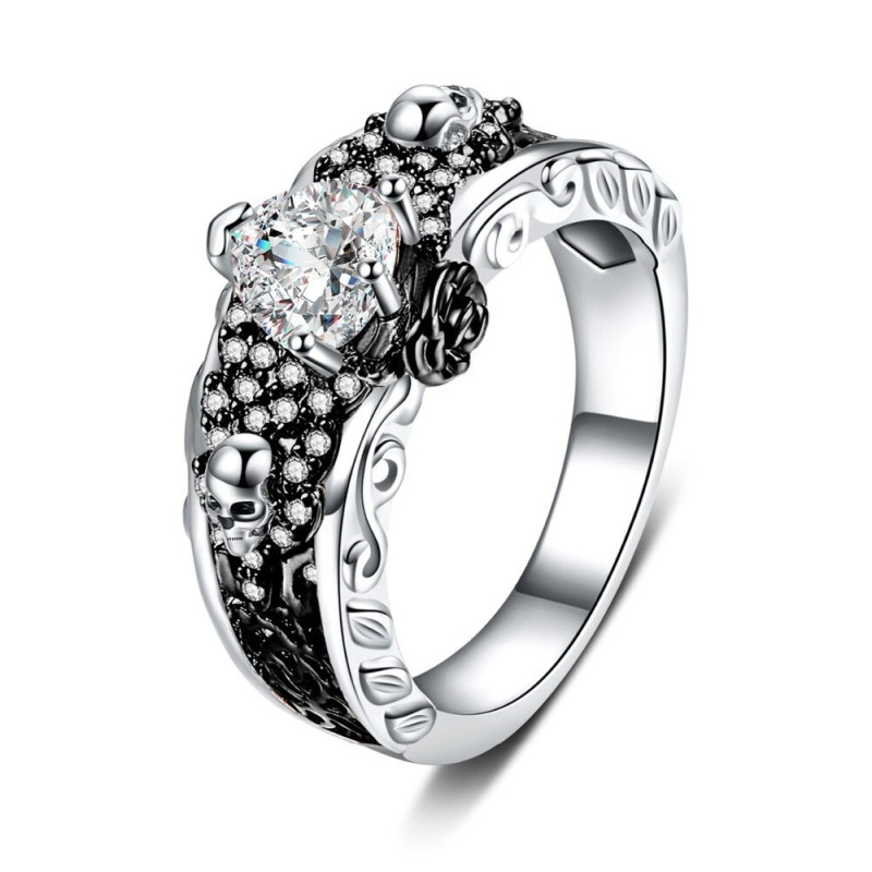 Bague Strass Tête de Mort et Strass pour Femme