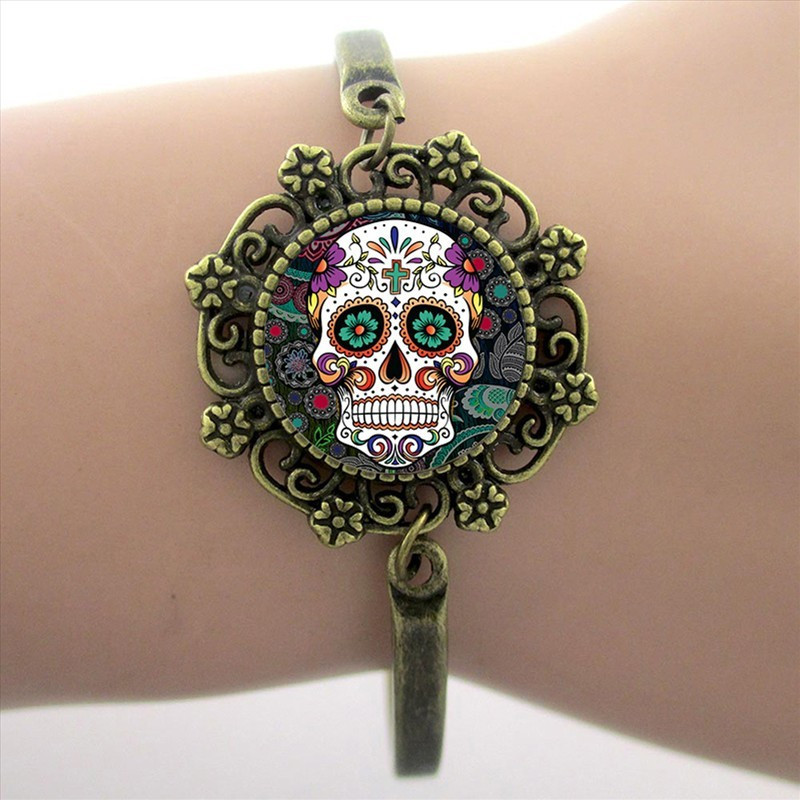 Magnifique Bracelet Tête de Mort Mexicaine pour Femme