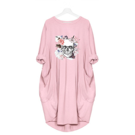 Robe Tete de Mort Fleurie Femme