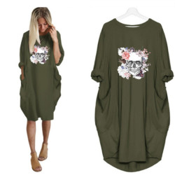 Robe Tete de Mort Fleurie Femme