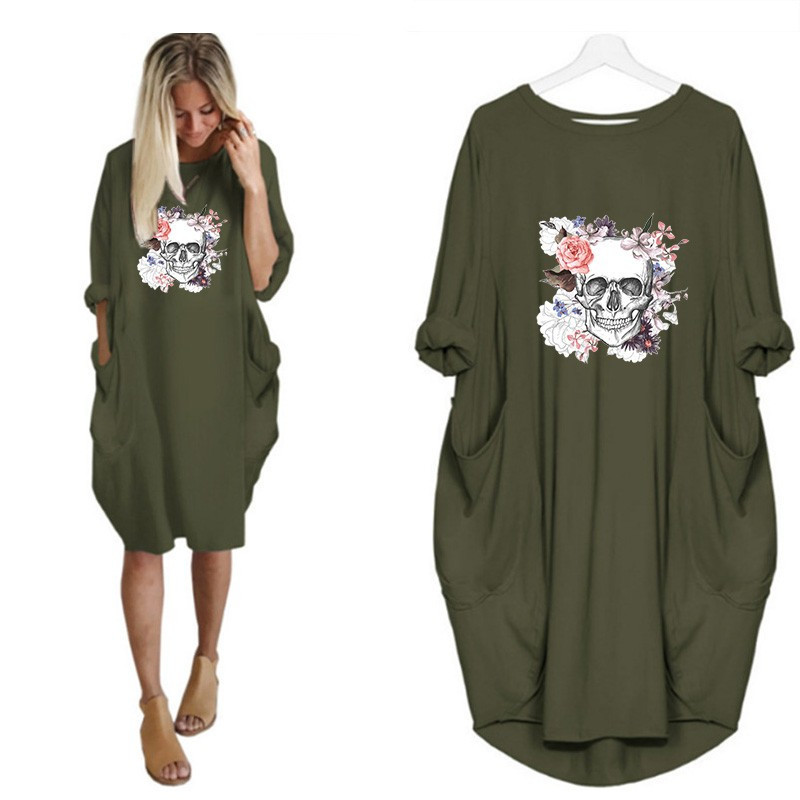 Robe Tete de Mort Fleurie Femme