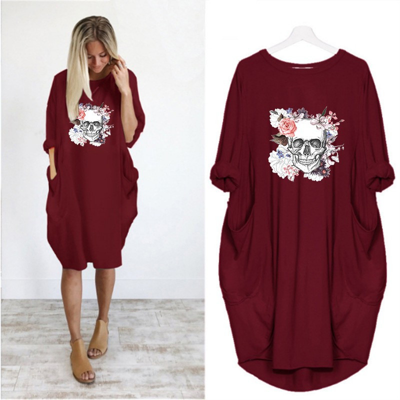 Robe Tete de Mort Fleurie Femme