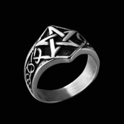 Bague pentagramme Viking en acier inoxydable