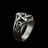 Bague pentagramme Viking en acier inoxydable vue dessus