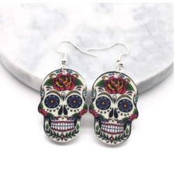Boucle d'Oreille Tête de Mort Mexicaine Femme