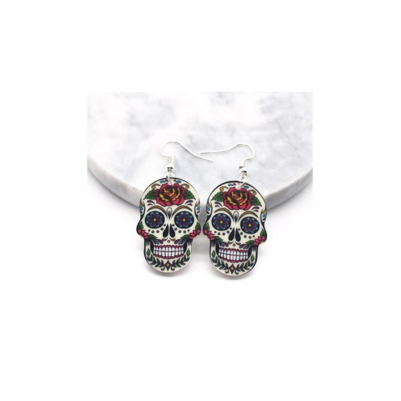 Boucle d'Oreille Tête de Mort Mexicaine Femme