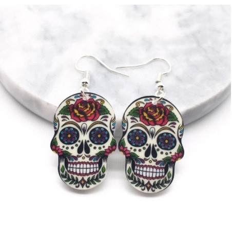 Boucle d'Oreille Tête de Mort Mexicaine Femme