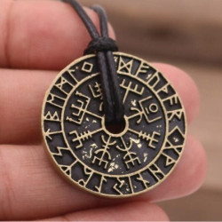 Collier Viking Vintage pendentif boussole Rune