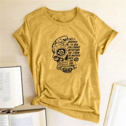T-shirt col ras du cou pour femme Santa Muerte jaune