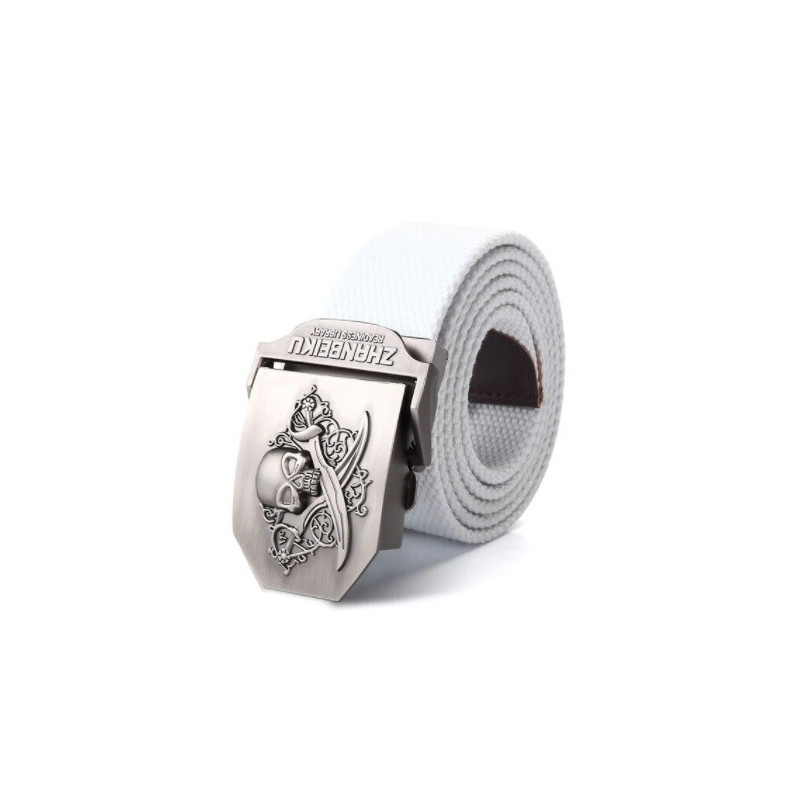 Ceinture Tête de Mort Pirate couleur blanc