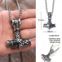 Collier Viking avec pendentif marteau de Thor en acier inoxydable - modèle 2