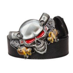 Ceinture Tête de Mort Biker couleur cuir marron