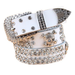 Ceinture Strass Tête de Mort couleur blanc