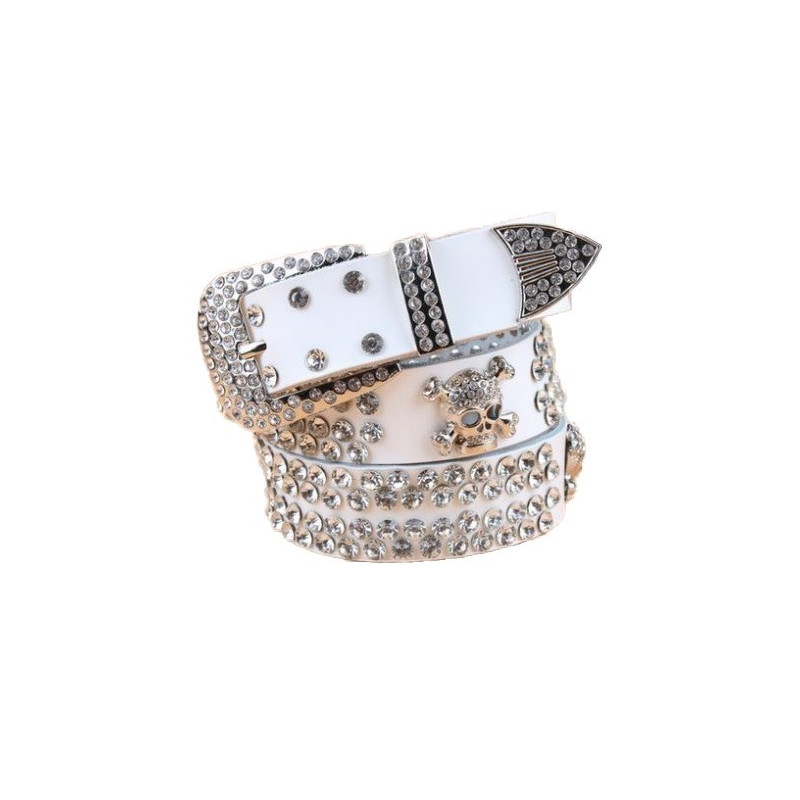 Ceinture Strass Tête de Mort couleur blanc