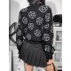 Cardigan noir tricoté avec imprimé pentagramme femmes