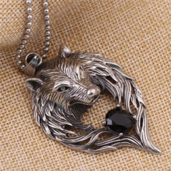 Collier Loup  en acier inoxydable vue côté