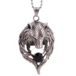 Collier Loup  en acier inoxydable vue complète