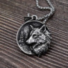 Collier tête de loup Viking en acier inoxydable