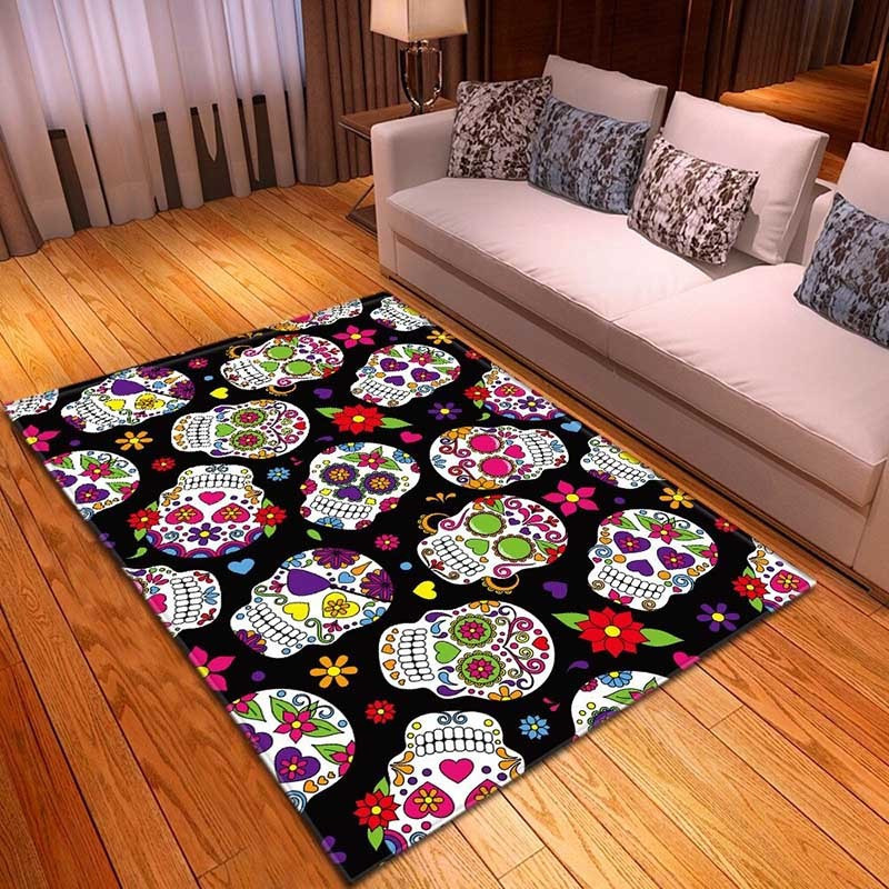 Tapis de sol Têtes de Mort Mexicaines colorées